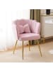 ABRIHOME Wohnzimmersessel in Rosa mit Blütenblatt Rückenlehne Goldbeinen Kissen