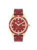 Rhodenwald & Söhne Uhr Vintage II aus Echtleder in rot