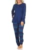 NORMANN Langarm Schlafanzug Pyjama Bündchen Ethnolook - 87065 in marine
