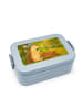 Mr. & Mrs. Panda Bento Box Igel Federschmuck Design mit Spruch in Blau Pastell