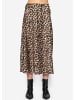 SASSYCLASSY Midi Rock mit Leo-Print in Schwarz, Braun, Beige