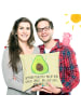 Mr. & Mrs. Panda Dekokissen Avocado Glücklich mit Spruch in Gelb Pastell