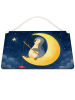 Mr. & Mrs. Panda Holzschild Pinguin Mond Design ohne Spruch in Weiß