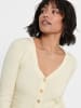 JACQUELINE de YONG Kurze Dünne Langarm Strickjacke V-Neck Basic Cardigan JDYDONNEL in Beige