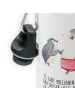 Mr. & Mrs. Panda Kindertrinkflasche Pinguin mit Kind mit Spruch in Weiß