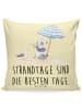 Mr. & Mrs. Panda Dekokissen Sommer Strandtage mit Spruch in Gelb Pastell