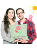 Mr. & Mrs. Panda Dekokissen Blume HageRundunge mit Spruch in Blattgrün