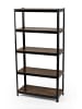 EASYmaxx Schwerlastregal mit 5 belastbaren Holzböden 180x90x40cm schwarz/braun Schwarz