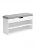VASAGLE Schuhbank Custos in Mattweiß-Taubengrau - (B)80 x (H)44 x (T)30 cm