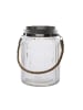 MARELIDA LED Solarglas geriffelt mit Juteseil Lichtsensor H: 15cm in transparent