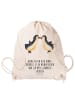 Mr. & Mrs. Panda Sportbeutel Pinguine Kuss mit Spruch in Creme