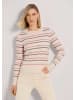 MADELEINE Rundhals-Pullover mit Streifen in perlweiß / mauve