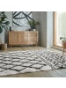 KADIMA DESIGN Hochflor Teppich Berber, Rauten, Schlafzimmer in Schwarz-Weiß