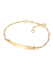 Elli Armband 925 Sterling Silber Figaro, Herz in Gold
