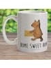 Mr. & Mrs. Panda Tasse Bär Zuhause mit Spruch in Grau Pastell