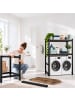 relaxdays Waschmaschinenregal in Schwarz/ Braun - (B)130 x (H)180 x (T)60 cm