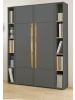 Furn.Design Aktenschrank Set 4-teilig grau matt, Eiche 140 cm, Kombination mit 20 Fächern