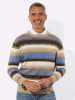Sieh an! Rundhals-Pullover in ecru-mittelblau-geringelt