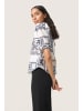 Soaked in Luxury Kurzarm-Bluse SLReesha Gerade Passform in Broken White w. Navy