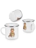 Mr. & Mrs. Panda Camping Emaille Tasse Otter Blumenstrauß ohne S... in Weiß