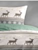 JACK 2 tlg. Biber Bettwäsche 135x200cm Rentier in Creme/ Grün