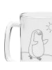 Mr. & Mrs. Panda Bierkrug Glas Pinguin Surfer ohne Spruch in Transparent