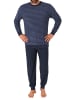 NORMANN Frottee Schlafanzug Bündchen Streifen - 67674 in blau