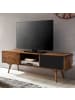 KADIMA DESIGN TV-Lowboard im rustikalen Landhausstil, Massivholz, viel Stauraum in Schwarz