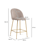 KADIMA DESIGN 2er Set Barhocker Samt Hocker mit Lehne & goldenen Beinen, in Beige
