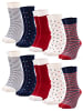 Occulto 10er Pack Muster Socken Milka in Blau/Rot