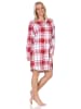 NORMANN Nachthemd langarm karierte Optik Jersey - 87524 in rot
