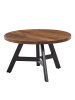 KADIMA DESIGN Massivholz Couchtisch, Sheesham Holz, Metallgestell, 60x60x35 cm