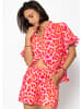 SASSYCLASSY Musselin Bluse mit Rüschensaum in Pink