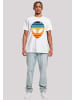 F4NT4STIC T-Shirt Alien Sonnenuntergang Retro in weiß