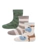 ewers 2er-Set Socken 3er Pack Dino/Ringel in latte-schattenspiel-dunkel bei