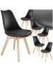tectake Küchenstuhl Scandi-Design, gepolsterte Sitzfläche, 49 x 53 x 82 cm