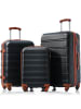 ABRIHOME Hartschalenkoffer Set, Handgepäck 4 Rollen, in Schwarz und Braun