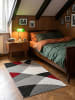KADIMA DESIGN Kurzflorteppich Abstrakt pflegeleicht Wohnzimmer Schlafzimmer Modern in Rot-Grau