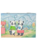 Mr. & Mrs. Panda Holztruhe Pandas Freizeitpark besuchen Design o... in Weiß