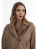 faina Damen Bikerjacke Aus Kunstleder in Beige Creme