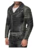 Reichstadt Herren Slim Fit Bikerjacke Silver Zipper  in Fungi Green
