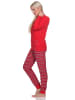 NORMANN Frottee langarm Schlafanzug Bündchen Pyjama - 82621 in rot