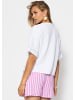 SASSYCLASSY Musselin Bluse mit Spitzeneinsatz in Weiß