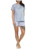 NORMANN Shorty Schlafanzug Pyjama kurzarm Blümchen Design - 62809 in blau