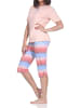 NORMANN Kurzarm Capri Schlafanzug Pyjama Übergröße Zick Zack Muster in apricot
