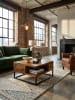 KADIMA DESIGN Sofatisch, Sheeshamholz, Staufach, 60x60x34,5 cm, Industrial-Design