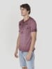 KOROSHI Henley cotton print-emb washed t-shirt in braun