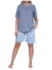 NORMANN kurzarm Pyjama Shorty Schlafanzug Spitzenbesatz - 72883 in hellblau