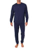 NORMANN Langarm Schlafanzug Pyjama Bündchen Minimalprint in navy