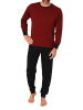 NORMANN Langarm Schlafanzug Pyjama Bündchen Minimalprint in rot